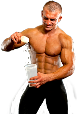 Guy Making protein shake