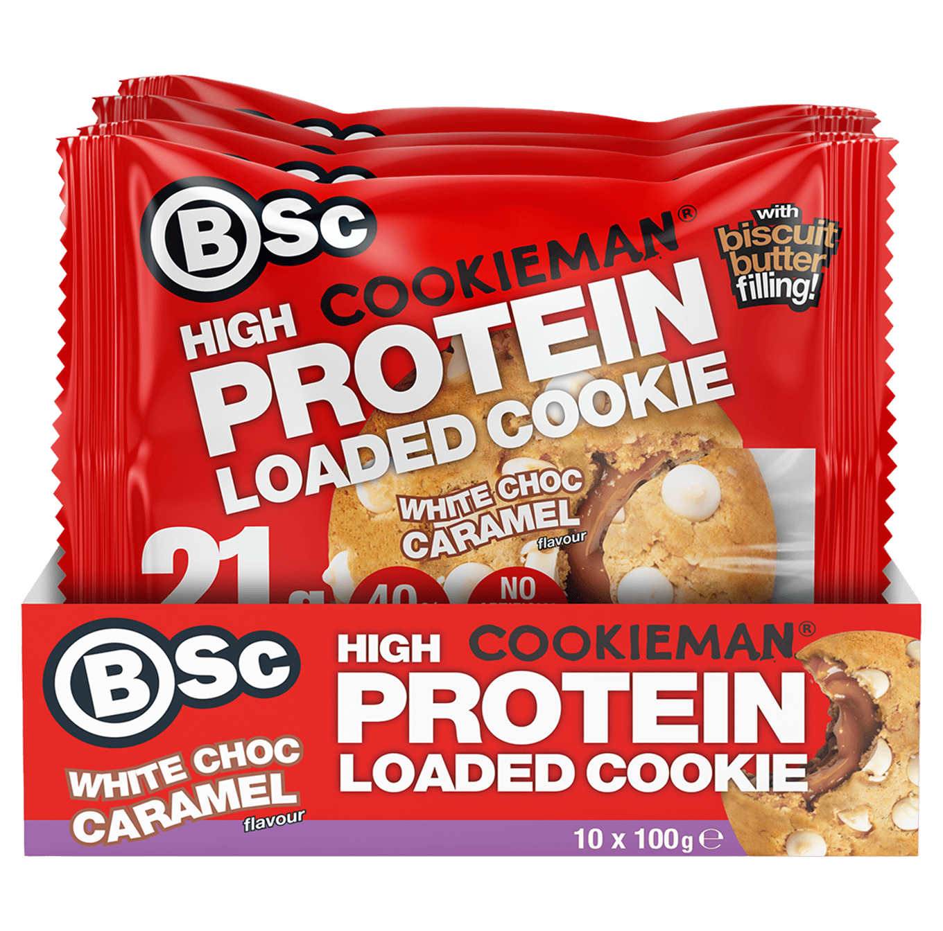 BSc Body Science High Protein Loaded Cookie 10 x White Choc Caramel